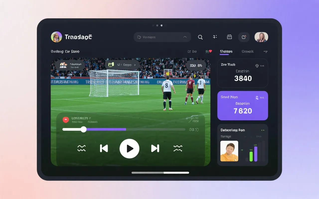 直播播放界面与数据面板示意图